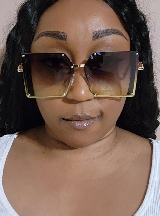 Baddie Rimless Square Sunglasses