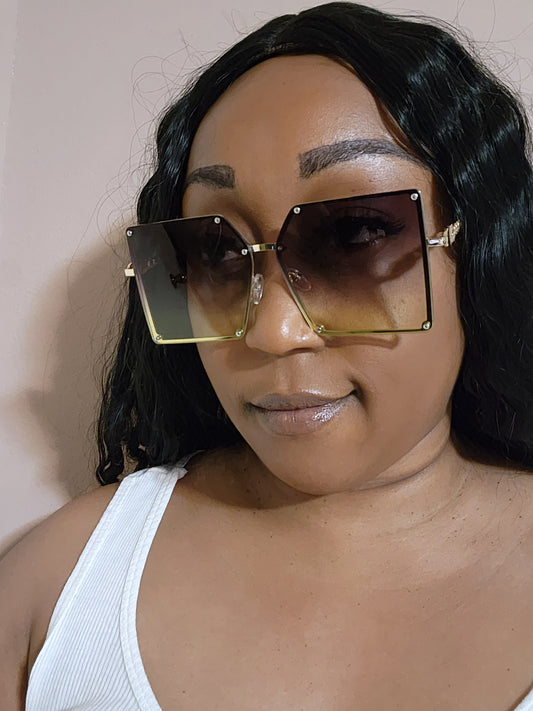 Baddie Rimless Square Sunglasses