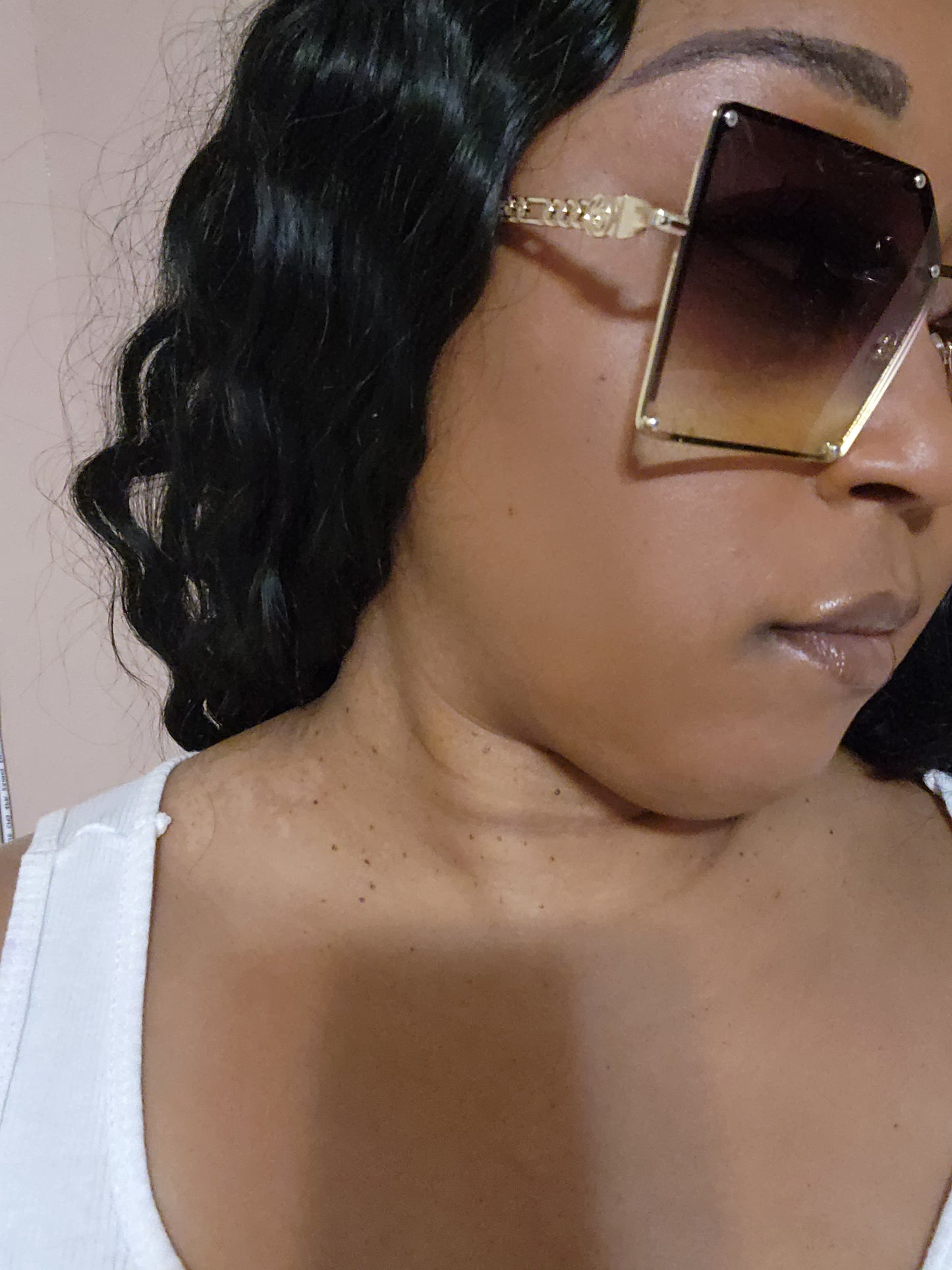 Baddie Rimless Square Sunglasses