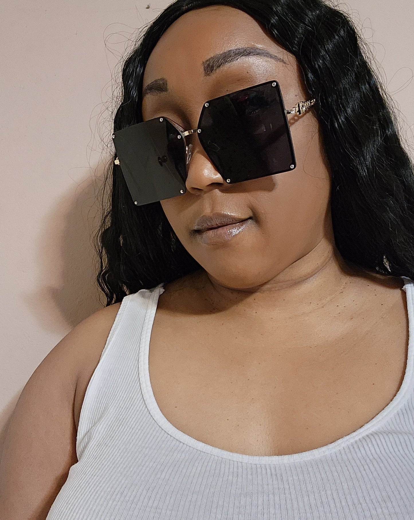 Baddie Rimless Square Sunglasses