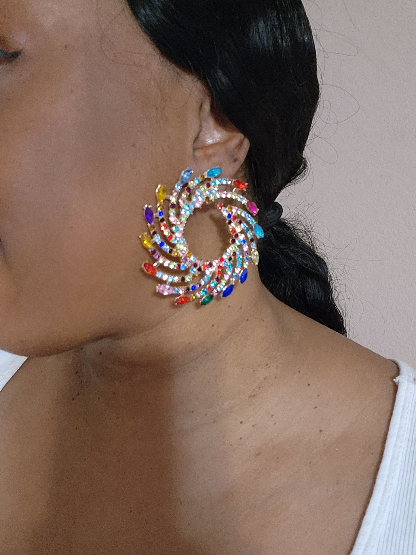 Color Swirl Jeweled Earrings