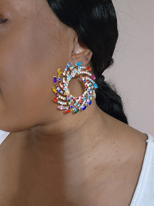 Color Swirl Jeweled Earrings