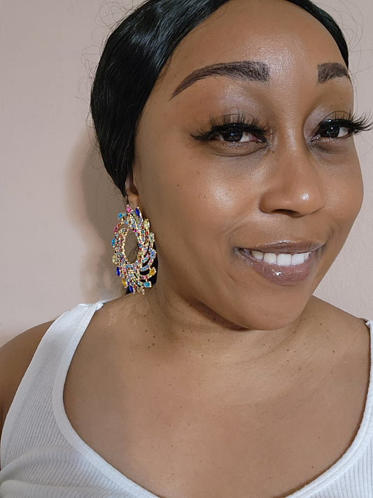Color Swirl Jeweled Earrings
