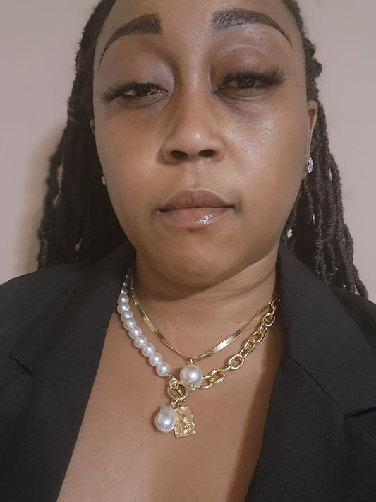 Pearls and Chains Charm Necklace