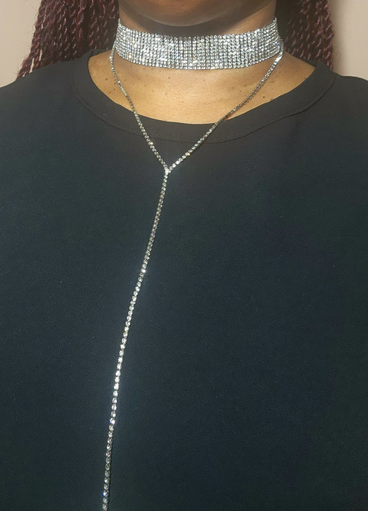Bling Choker and Chain Necklace