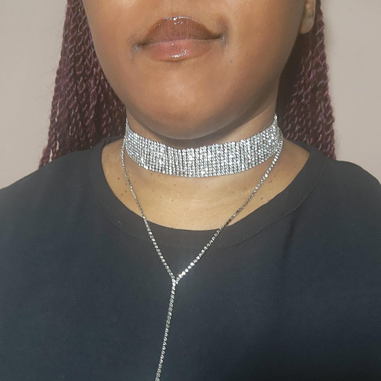 Bling Choker and Chain Necklace