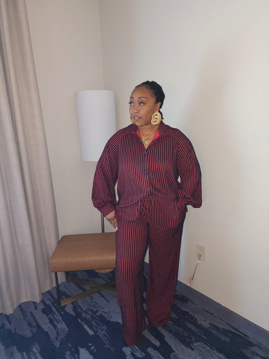 Stripe Me Down Two-Piece Pant Set