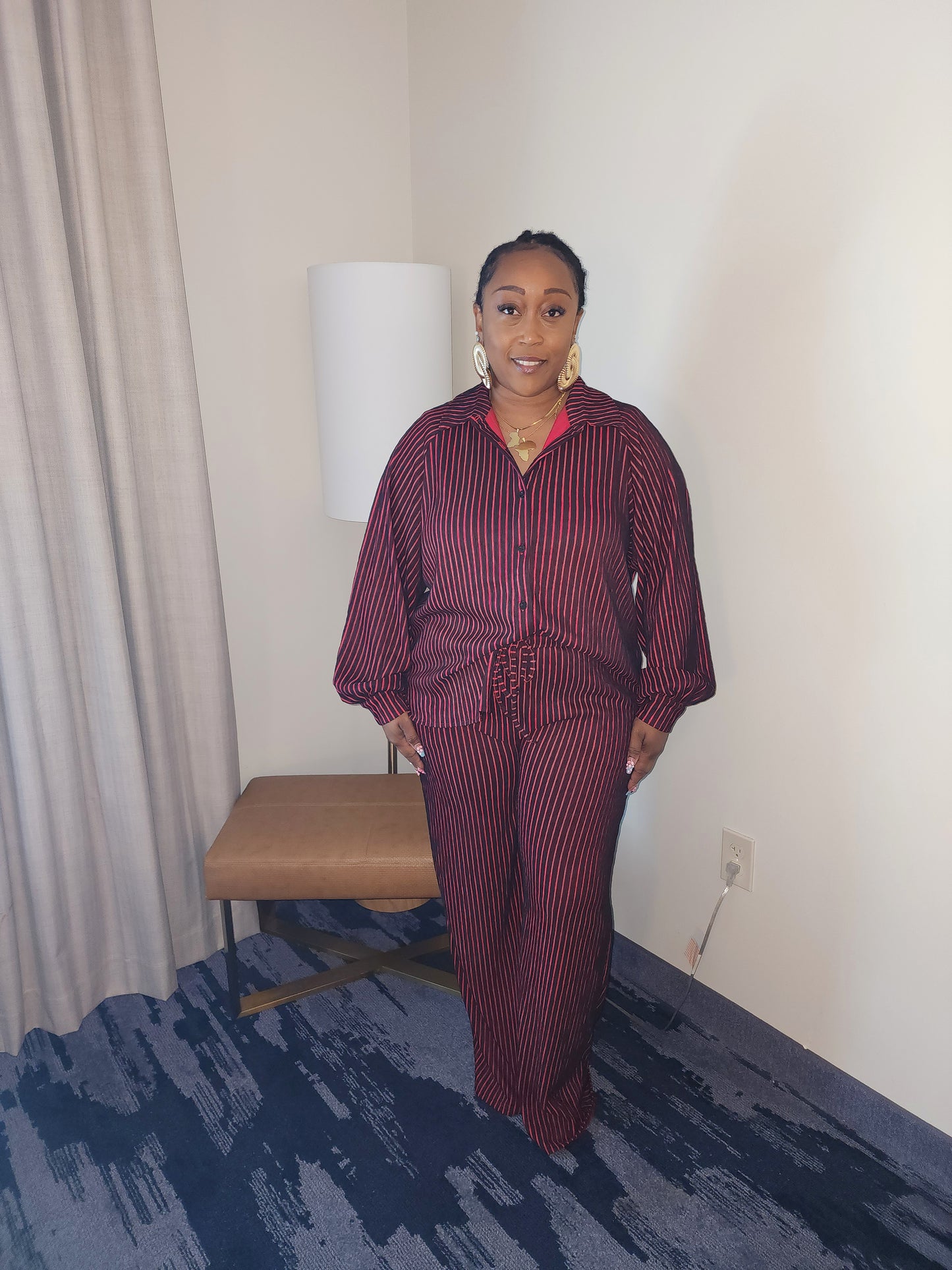 Stripe Me Down Two-Piece Pant Set