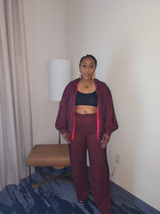 Stripe Me Down Two-Piece Pant Set