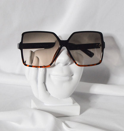 Oversize Square Neutral Colored Flat Lens - Luxe 81