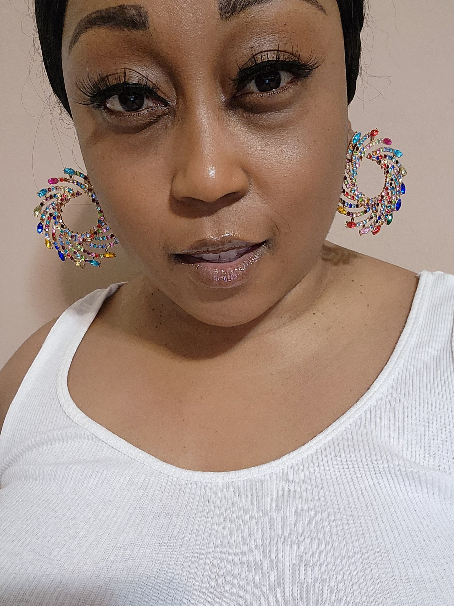 Color Swirl Jeweled Earrings