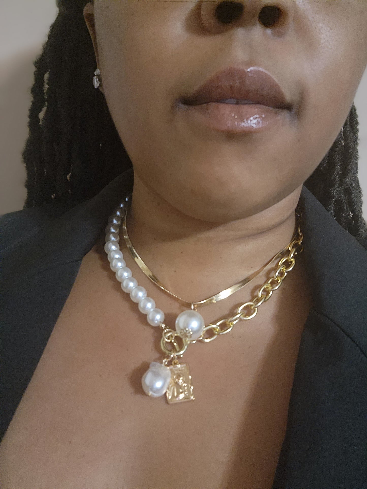 Pearls and Chains Charm Necklace