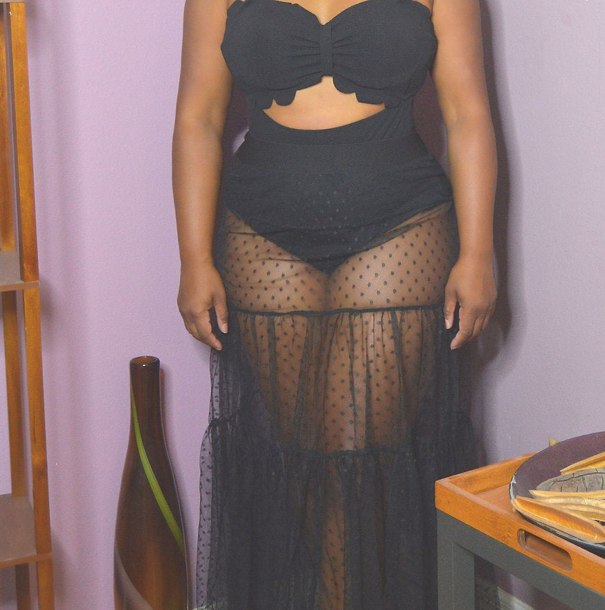 Polka Net Skirt - Black - Luxe 81