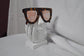 Oversize Chunky Colored Mirror Flat Top Sunglasses - Luxe 81